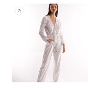 White Jumpsuit with Drawstring Waist